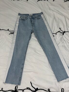 Zara Light Blue Skinny Jeans with White Side Stripe